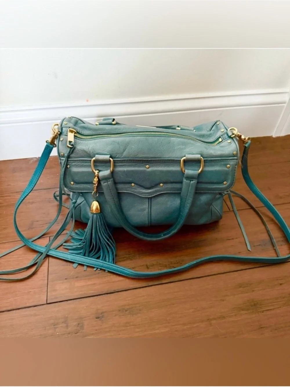 REBECCA MINKOFF Morning After Leather Tassel Satchel Handbag